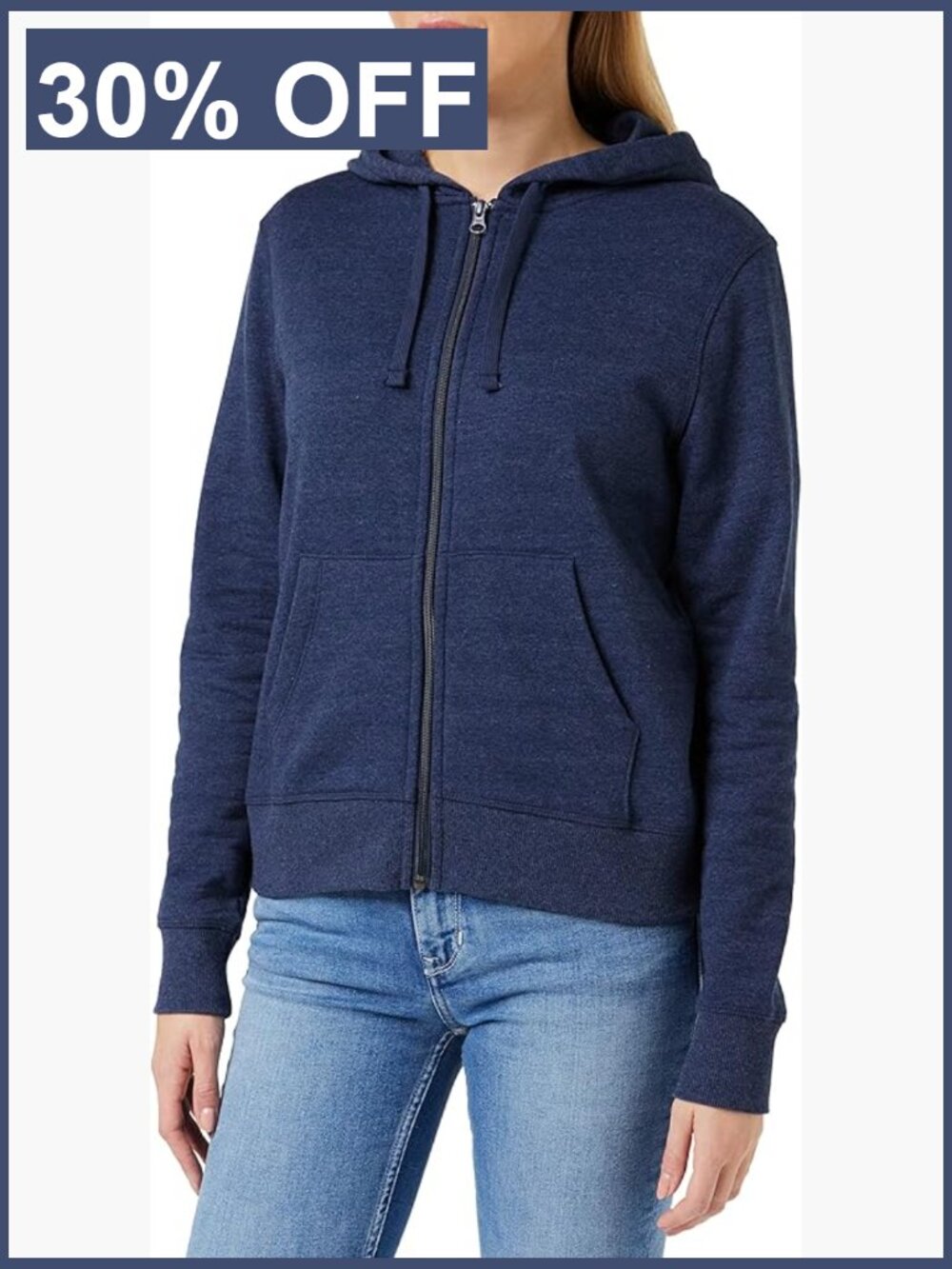 Cozy Full-Zip Fleece Hoodie Classic Fit Long Sleeve